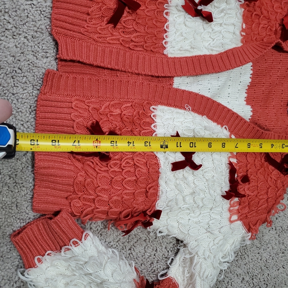 Mighty Fine Red and White Cardigan with Bow Details - Picture 7 of 7